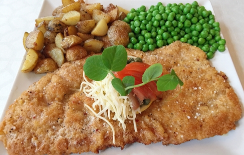 Schnitzel med vådt og tørt
